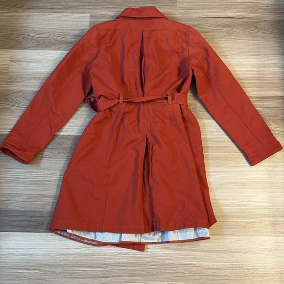 Women's Orange Large Belted Trench - Picture 4 of 7